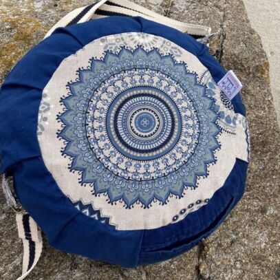 zafu coussin de méditation mandala bleu